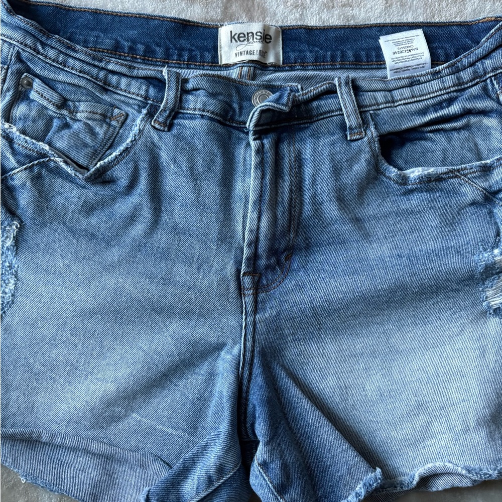 Kensie Blue Washed Denim Cutoff Shorts